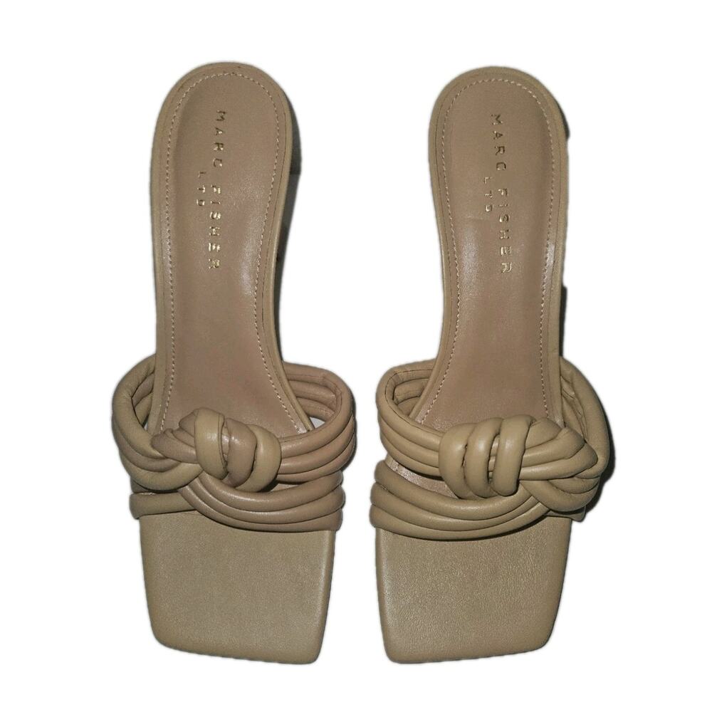 New! Marc Fisher Ltd Notted Heel, Tan Square toe Sandals Sz 10M - Picture 3 of 12